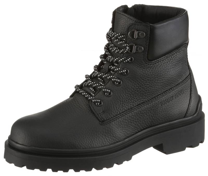 Tommy Jeans TJM LACE UP BOOT LEATHER Schnürboots, Schnürstiefelette mit weich abgepolstertem Schaftrand von Tommy Jeans