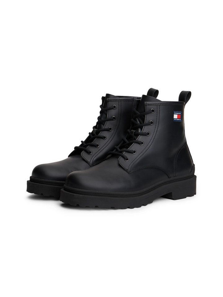 Tommy Jeans TJM LACE UP RUBBERIZED Schnürboots, Schnürstiefelette, Herbstboots mit seitlicher Logoflagge von Tommy Jeans