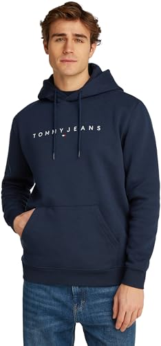 Tommy Jeans TJM Reg Linear Logo Hoodie EXT Pullover-Kapuzenpulli, Herren, Blau (Dark Night Navy), L von Tommy Jeans