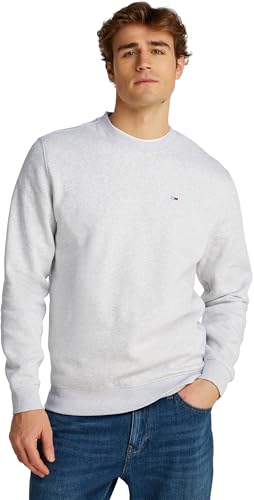 Tommy Jeans TJM Reg S Flag Crew Pullover Sweatshirt, Herren, Grau (Silver Grey Heather), L von Tommy Jeans