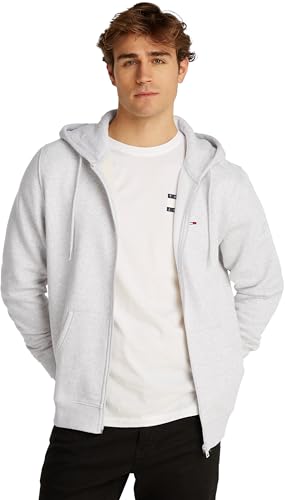 Tommy Jeans TJM Reg S Flag Zip Fleece Thru Kapuzenpullover, Herren, Grau (Silver Grey Heather), XXXL von Tommy Jeans
