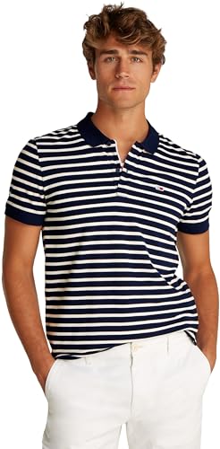 Tommy Jeans TJM Slim Placket Polo EXT S/S Polo Men's, Blue (Dark Night Navy/Ecru), S von Tommy Jeans
