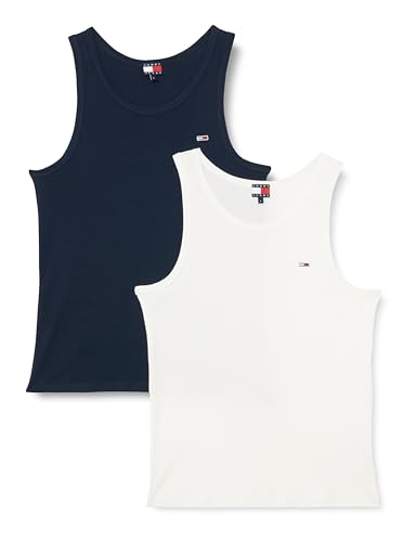 Tommy Jeans TJM XSLIM 2PCK Rib Tank EXT Other T-Shirts Men's, Multi (Ecru/Dark Night Navy), 3XL von Tommy Jeans