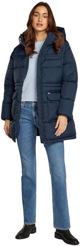 Tommy Jeans Damen Daunenmantel Midi Puffer mit Kapuze, Blau (Dark Night Navy), M von Tommy Jeans