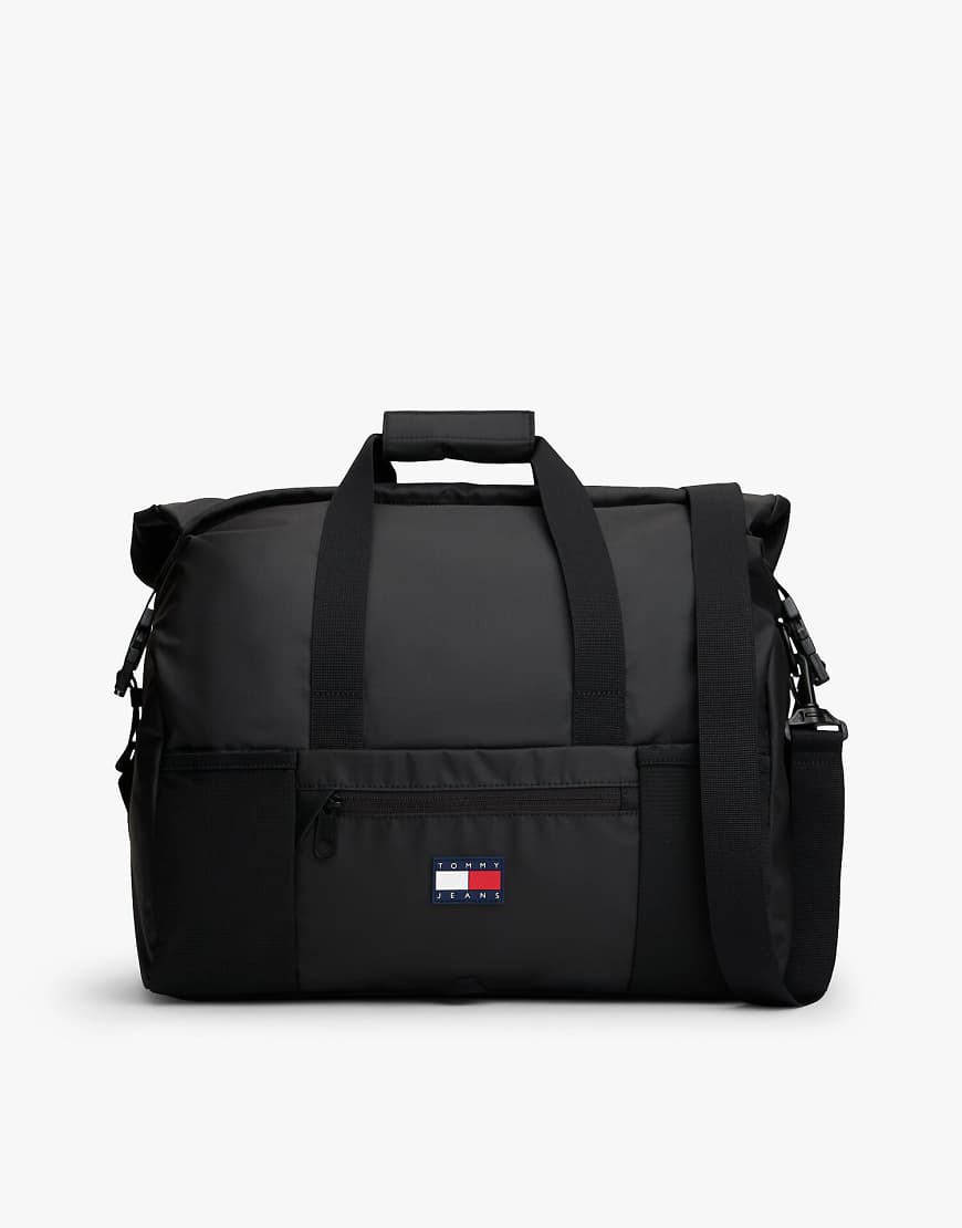 Tommy Jeans - Tech - Wasserdichte Ripstop-Reisetasche in Schwarz mit Roll-Top-Verschluss von Tommy Jeans