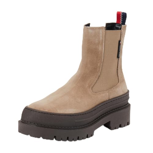 Tommy Jeans Tjw Foxing Chelsea Suede (Stiefeletten, Damen, Grau (Porcini Taupe), 40 Eu von Tommy Jeans