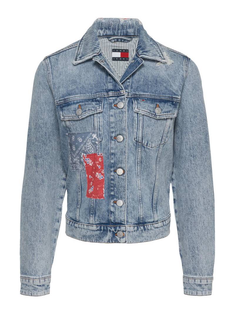 Tommy Jeans - Trucker-Jeansjacke mit Patchwork blau - Gr. - S von Tommy Jeans