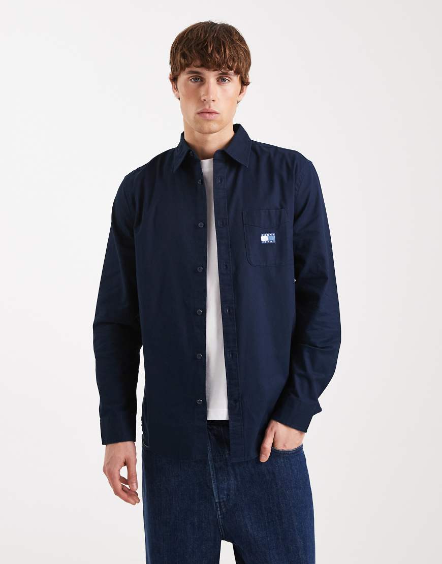 Tommy Jeans - Twill-Hemd in verwaschenem Marineblau von Tommy Jeans