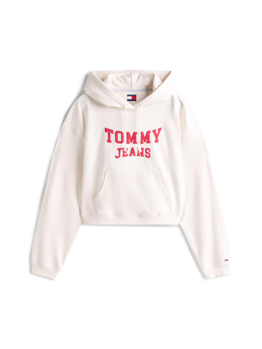 Tommy Jeans - Varsity Boxy Fit Hoodie mit Logo-Applikation weiß - Gr. - XS von Tommy Jeans