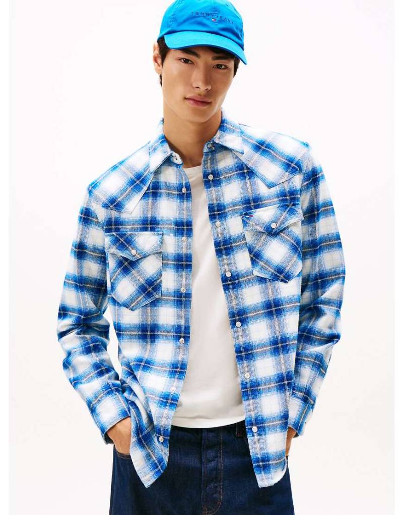 Tommy Jeans - Western-Hemd aus mehrfarbigem Flanell mit regulärer Passform-Blau von Tommy Jeans