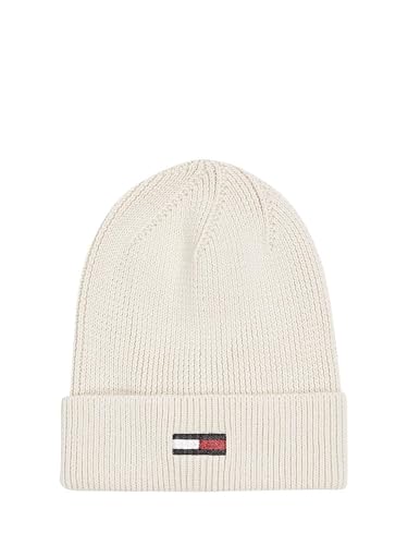 Tommy Jeans Damen Tjw Elongated Flag Aw0aw16777 Beanie-Mütze, Beige, Einheitsgröße EU von Tommy Jeans