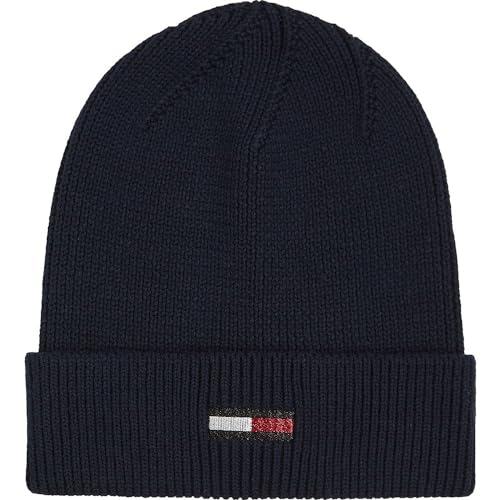 Tommy Jeans Women TJW ELONGATED FLAG BEANIE AW0AW16777 Blue (Dark Night Navy) OS von Tommy Jeans