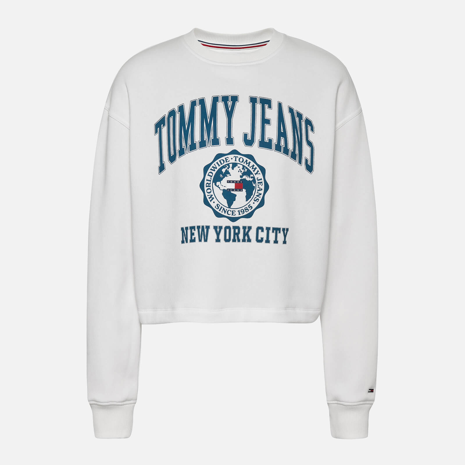 Tommy Jeans College Logo Cotton-Blend Jersey Cropped Sweatshirt - L von Tommy Jeans