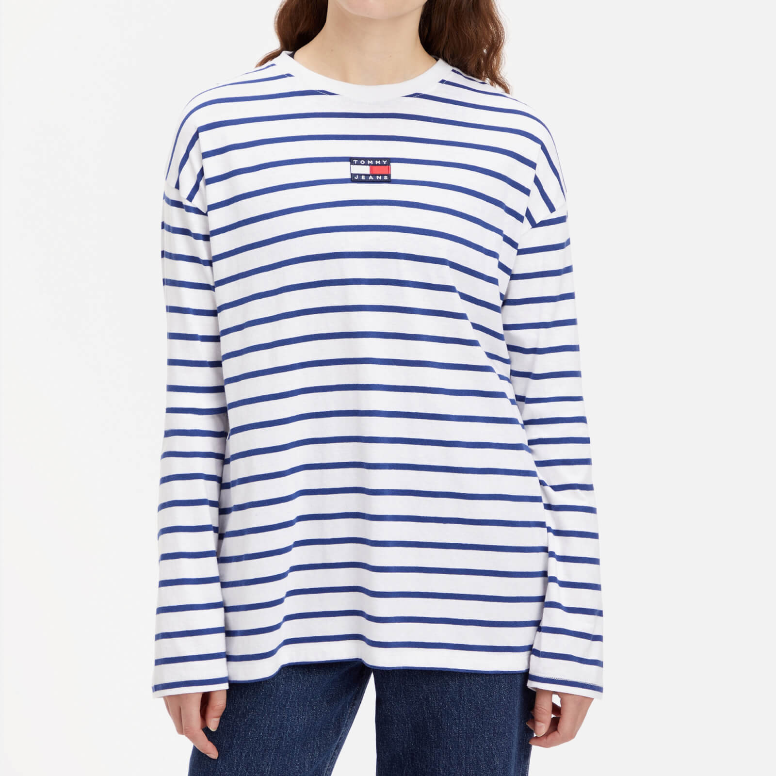 Tommy Jeans Over Badge Striped Cotton-Jersey Top - XS von Tommy Jeans