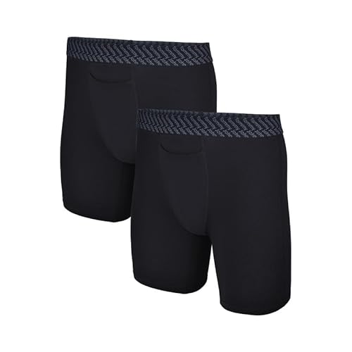 Tommy John Herren-Boxershorts, 20,3 cm, Baumwolle, mit stützender Konturtasche, Schwarz, X-Large von Tommy John