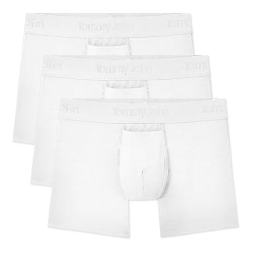 Tommy John Herren Trunk 10,2 cm Unterwäsche, zweite Haut Boxershorts mit stützendem Konturbeutel, weich, atmungsaktiv, Stretch-Stoff, Weiß (3er-Pack), Medium von Tommy John