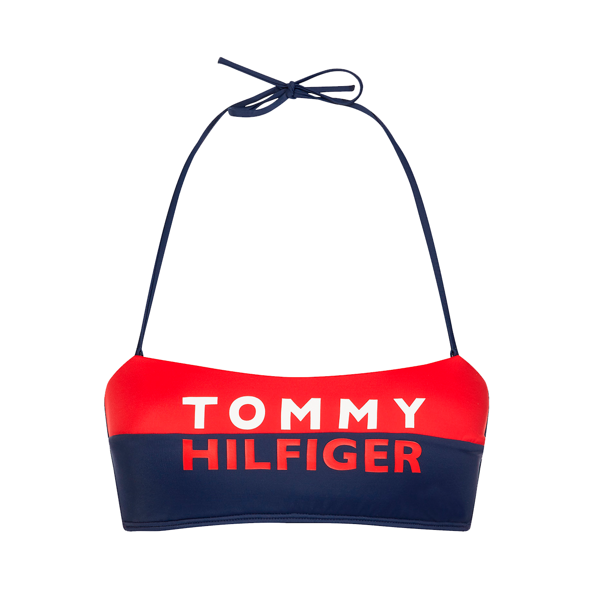 Tommy Hilfiger Fixed Bendeau Bikini Oberteil, Farbe: Rot/blau, Größe: L, Damen von Tommy hilfiger