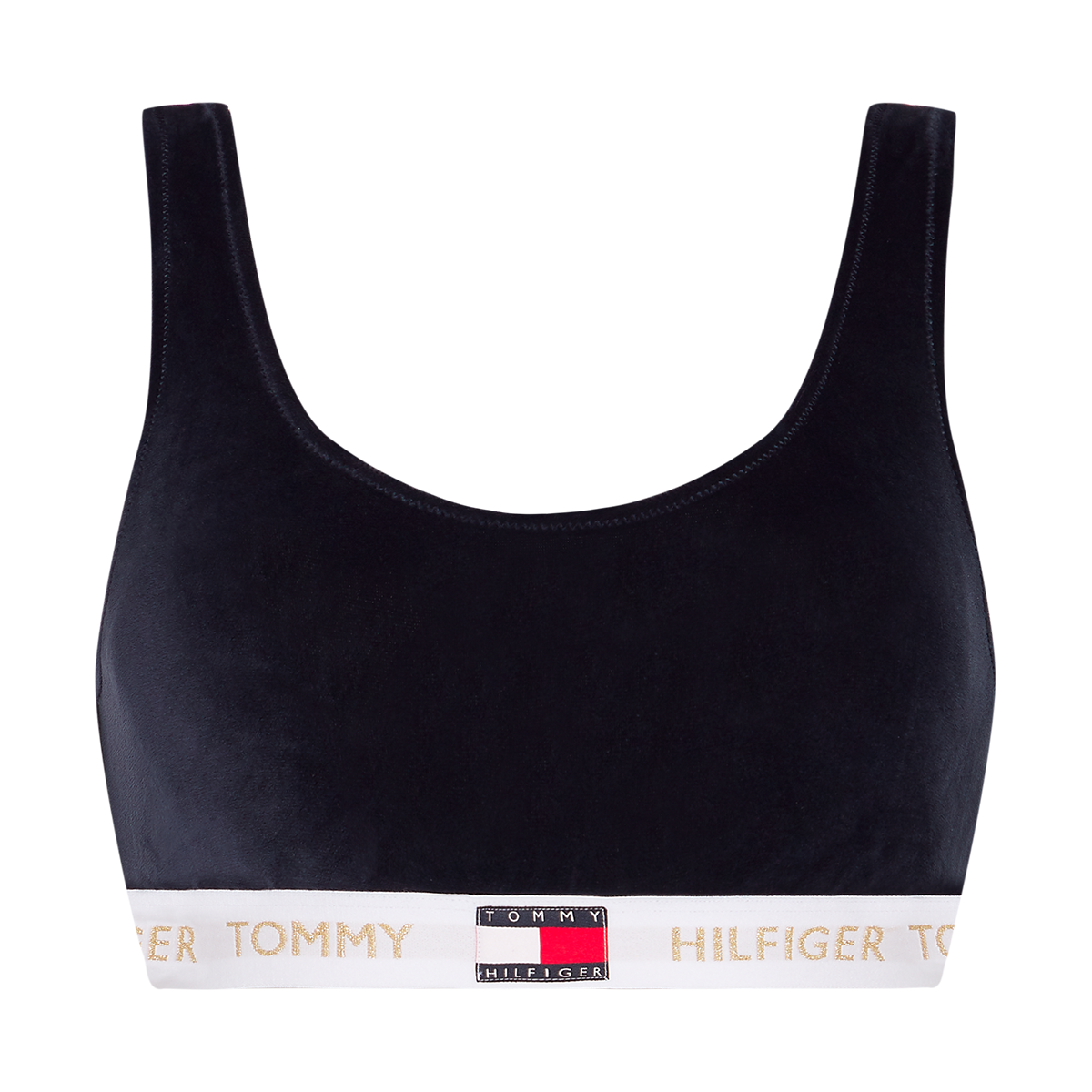 Tommy Hilfiger Lingeri Bralette Velour Bikini Oberteil, Farbe: Schwarz, Größe: S, Damen von Tommy hilfiger