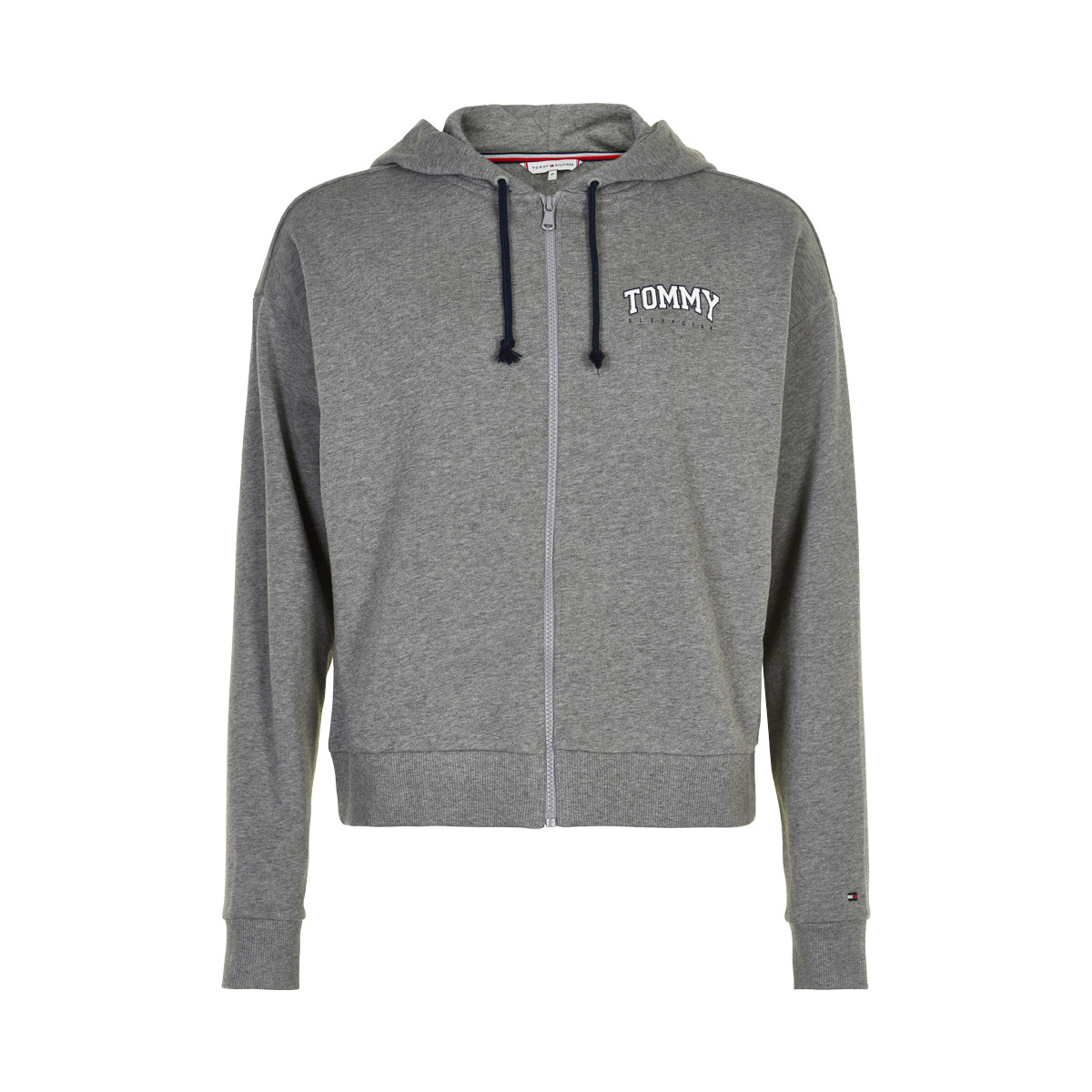 Tommy Hilfiger Zip Hoodie Bluse, Farbe: Grau Heather, Größe: L, Damen von Tommy hilfiger