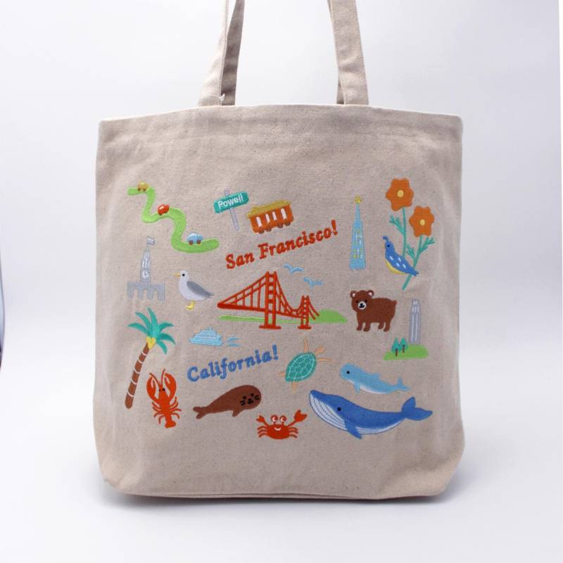 Bestickte Einkaufstasche Mit San Francisco Landschaft Bestickte Einkaufstasche Mit San Francisco Landschaft von TomokoMaruyama