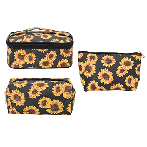 Make-up Tasche, 3 Pack Sonnenblumen Make-up Taschen Reisen Toilettenbeutel Tragbarer Kosmetikbeutel Organizer mit Kleinen Bürstenhaltern Aufbewahrungskoffer Kosmetikbeutel von Tomotato