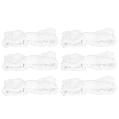 Tomotato Microfaser-Stirnbänder mit Schleifen, elastische Haarbänder 6er Set aus saugfähigem Material für Gesichtspflege, Sport und Make-up, universelle Größe mit verbesserter Pass (Weiß) von Tomotato
