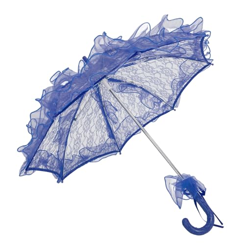 Tomotato Spitzen-Sonnenschirm, Handgefertigter Spitzen Blumen Regenschirm Hochzeit Braut-Spitzenschirm für Hochzeiten, Partys, Fotosessions (Royalblau) von Tomotato