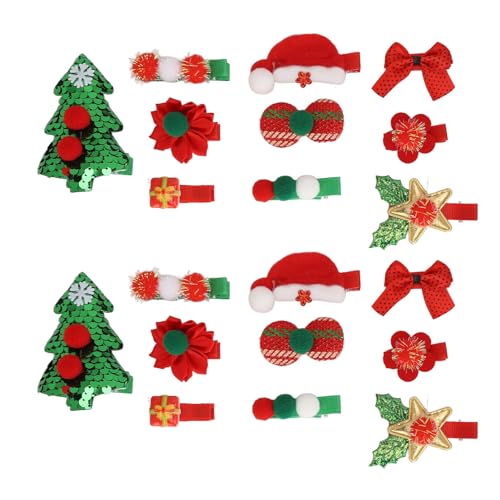 Tomotato Weihnachts Haarclips für Kinder, 20 Stück Glitzer Clips Set mit Weihnachtsbaum Design, Festliche Haarspangen für Partys, e und Fotoshootings von Tomotato