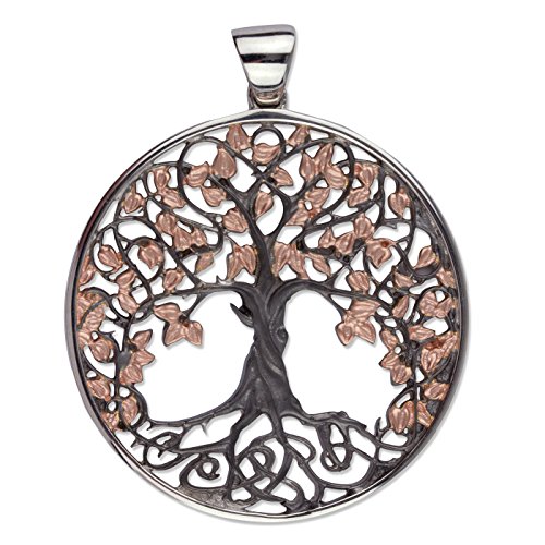 Amulett Lebensbaum Baum des Lebens 925 Sterling Silber rotgold beschichtet und schwarz rhodiniert von Toms-Silver