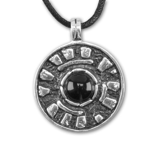 Amulett Stonehenge 925 Sterling Silber mit Onyx inkl Lederband von Toms-Silver