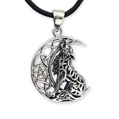 Anhänger Celtic Wolf im Mond 925 Sterling Silber von Toms-Silver