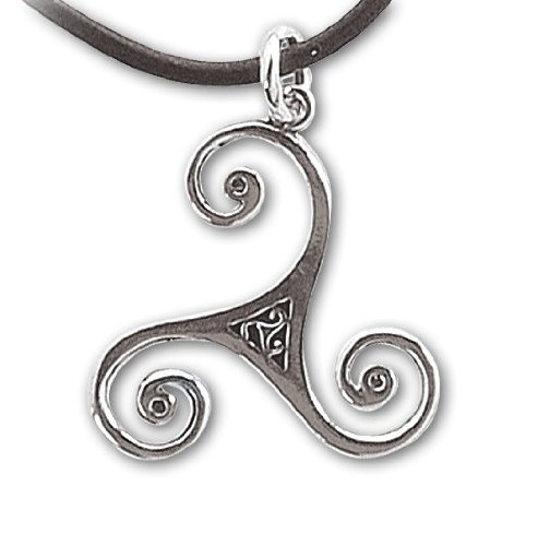 Anhänger keltische Triskele mit Lederband 925 Sterling Silber 3,4cm von Toms-Silver