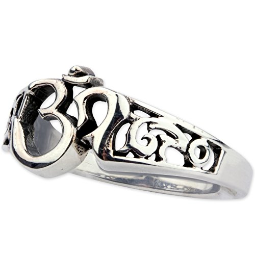 Ring Om AUM mit Ornamenten verziert aus 925 Sterling Silber Höhe 0,9cm (62 (19.7)) von Toms-Silver