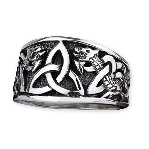 Ring keltischer Knoten mit Drachen aus 925 Sterling Silber Höhe 1,2cm (65 (20.7)) von Toms-Silver