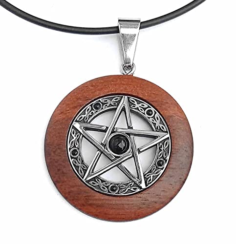 Toms-Silver Anhänger Black Pentagramm Edelstahl mit Onyx und Holz Walnuss von Toms-Silver