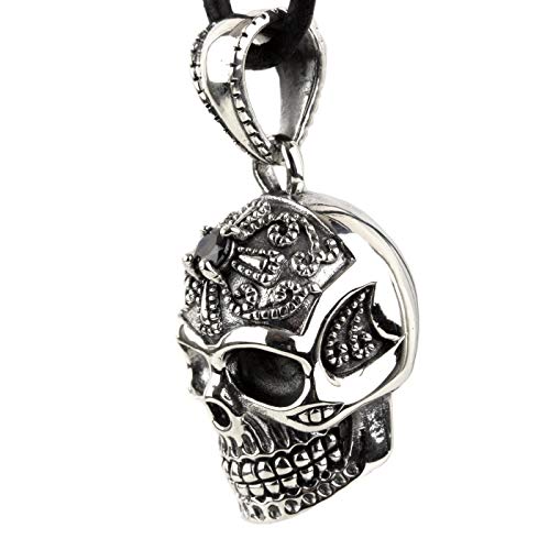 Toms-Silver Anhänger Totenkopf Gothic Skull 925 Sterling Silber mit Zirkona schwarz Höhe 3,3 cm von Toms-Silver
