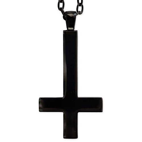 Toms-Silver Anhänger schwarzes Kreuz Upside down Edelstahl mit Kette Höhe 6,6 cm von Toms-Silver