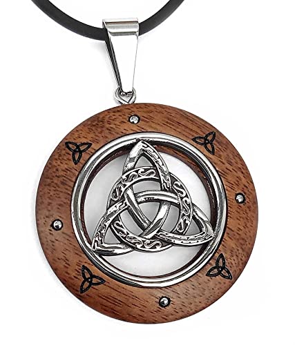 Toms-Silver Triquetra Keltischer Knoten Edelstahl mit Holz Walnuss von Toms-Silver