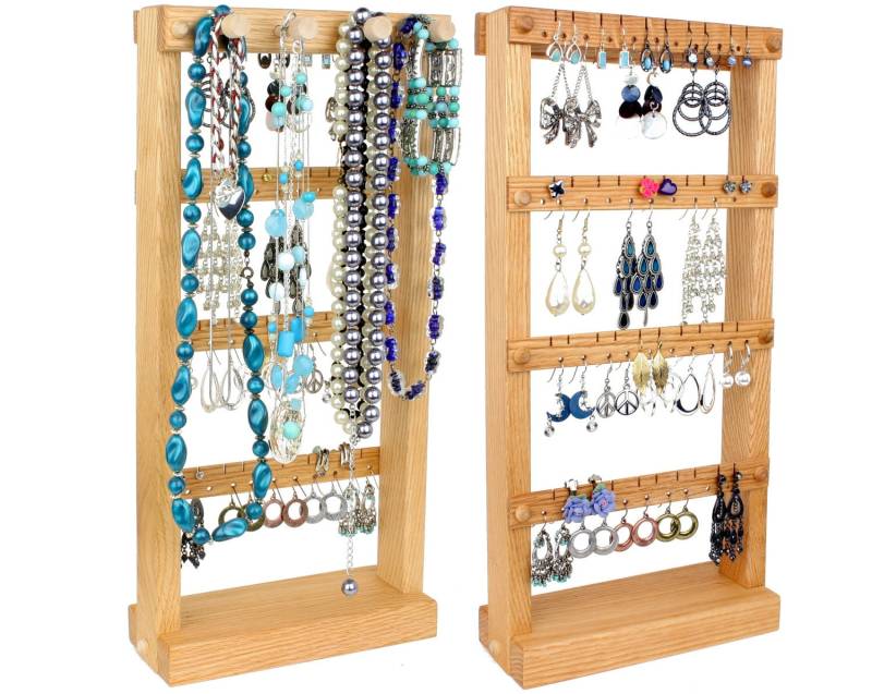 Schmuck Organizer - Display, Eiche, Holz, Ständer, Halskette Bar. Hält Bis Zu 40 Paar Ohrringe Plus 4 Schmuckstifte. Ohrring Display Schmuck Organizer - Display, Eiche, Holz, Ständer, Halskette Bar. Hält Bis Zu 40 Paar Ohrringe Plus 4 Schmuckstifte. Ohrring Display von TomsEarringHolders