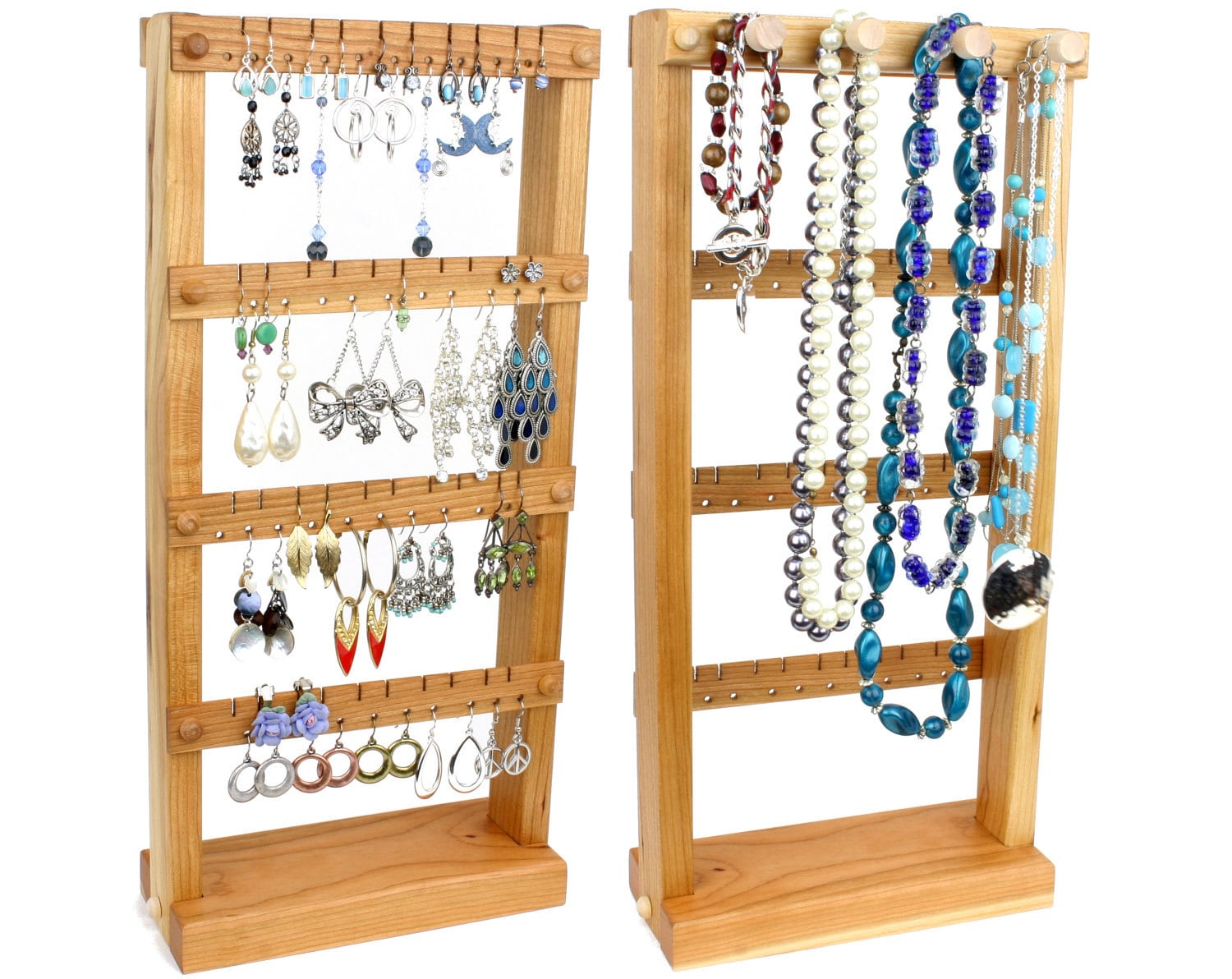 Schmuck Organizer - Schmuckhalter Ständer, Holz, Kirsche, Plus Halskettenhalter. Hält Bis Zu 40 Paar 4 Heringe. Ohrring Display Schmuck Organizer - Schmuckhalter Ständer, Holz, Kirsche, Plus Halskettenhalter. Hält Bis Zu 40 Paar 4 Heringe. Ohrring Display von TomsEarringHolders