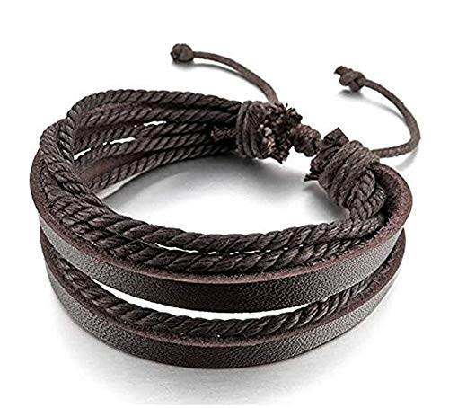 Tomsey® Premium Mehrschichtiges braunes Lederarmband Herren Qualitäts-Schmuck - Luxus Geschenktasche A116 von Tomsey