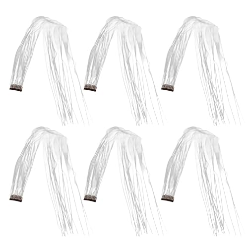 Tomvorks 6pcs Im Haar Lametta -Set, 19,6 Zoll Fairy Perücken Stück Glitzer Haarverlängerungen für Frauen Mädchen, Festivalparty Verwendung mit Funkelnden Haarzubehör (Silber) von Tomvorks