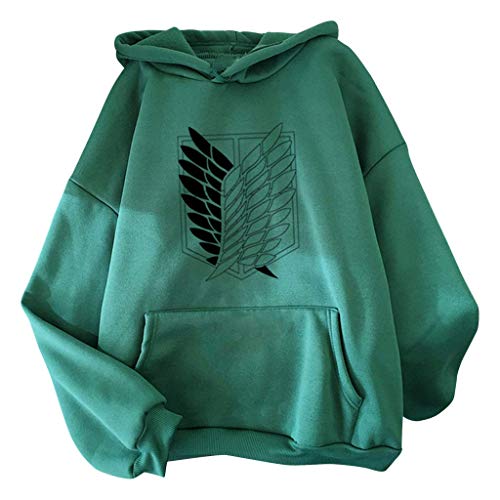 Tomwell Hoodie Herren Damen AOT Scouting Legion Aufklärungstrupp Anime Pullover 3D Pulli Männer A.N.T Ackermann Sweatshirt Langarm Shirt Casual Top B Grün XL von Tomwell