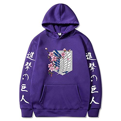 Tomwell Hoodie Herren Damen Sweatshirt AOT Scouting Legion The Wings of Freedom Anime Pullover 3D Pulli Männer A.N.T Ackermann Casual Top Violett M von Tomwell