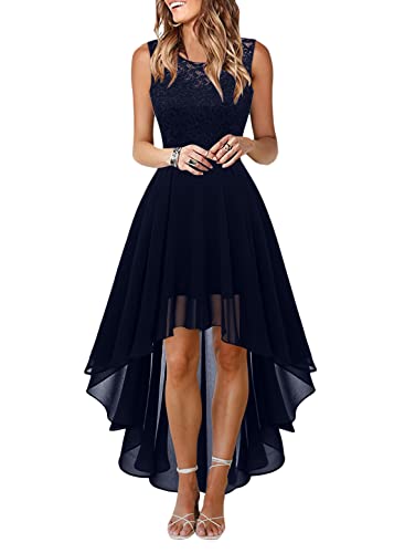Tomwell Abendkleider Damen Kleider Elegant Spitzenkleid Cocktailkleid Brautjunfernkleid Knielang Party Abendkleid für Hochzeit A Dunkelblau M von Tomwell