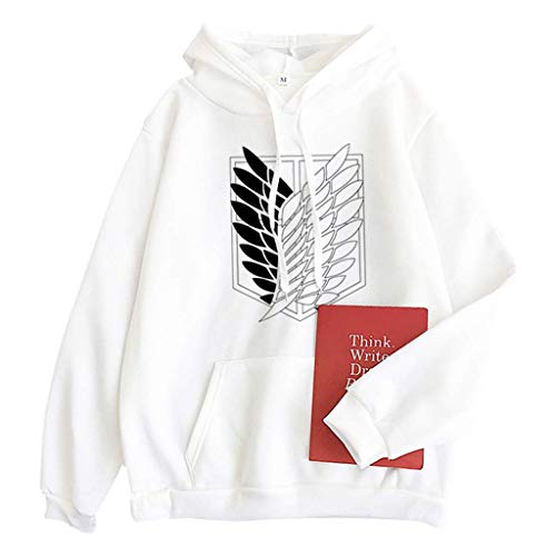 Tomwell Hoodie Herren Damen AOT Scouting Legion Aufklärungstrupp Anime Pullover 3D Pulli Männer A.N.T Ackermann Sweatshirt Langarm Shirt Casual Top B Weiß S von Tomwell