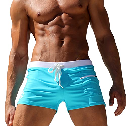 Tomwell Badeshorts Herren Kurz Badeshorts Eng Strandshorts Boxer Schwimmhose Sommer Schnelltrocknend Trainingshose Wassershorts Sport Kurze Hose mit Tasche und Tunnelzug Blau L von Tomwell