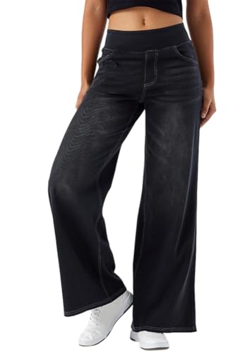 Tomwell Baggy Jeans Damen Jeans Weites Bein Hose Straight Lässig Hose Denim Pants A Dunkelgrau XL von Tomwell