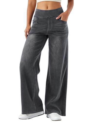 Tomwell Baggy Jeans Damen Jeans Weites Bein Hose Straight Lässig Hose Denim Pants A Hellgrau XS von Tomwell