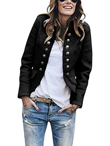 Tomwell Blazer Damen Lang Cardigan Tailliert Elegant Casual Jacke Blazer Slim Fit Anzug Trenchcoat Schwarz 42 von Tomwell